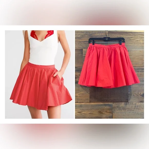 Free People ‘Gaia’ Vibrant Red Mini Skirt - Picture 1 of 10